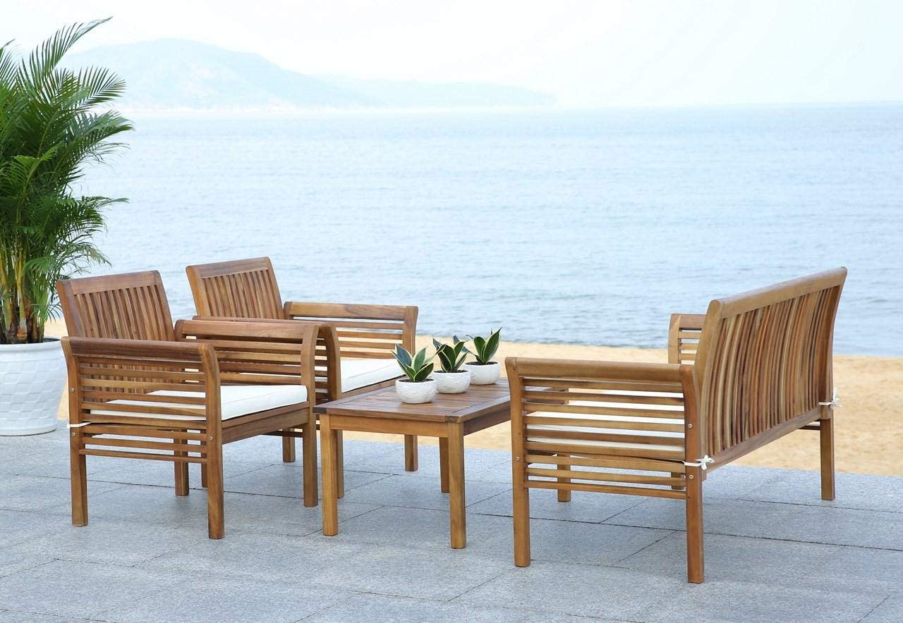 【Furniture】Outdoor Collection Carson Grey Wash/ Beige Cushions 4-Piece Conversation Patio Set