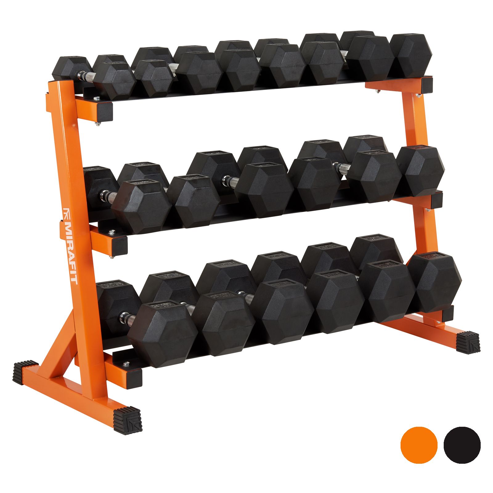 MIRAFIT DUMBBELL SET & 3 TIER WEIGHT RACK