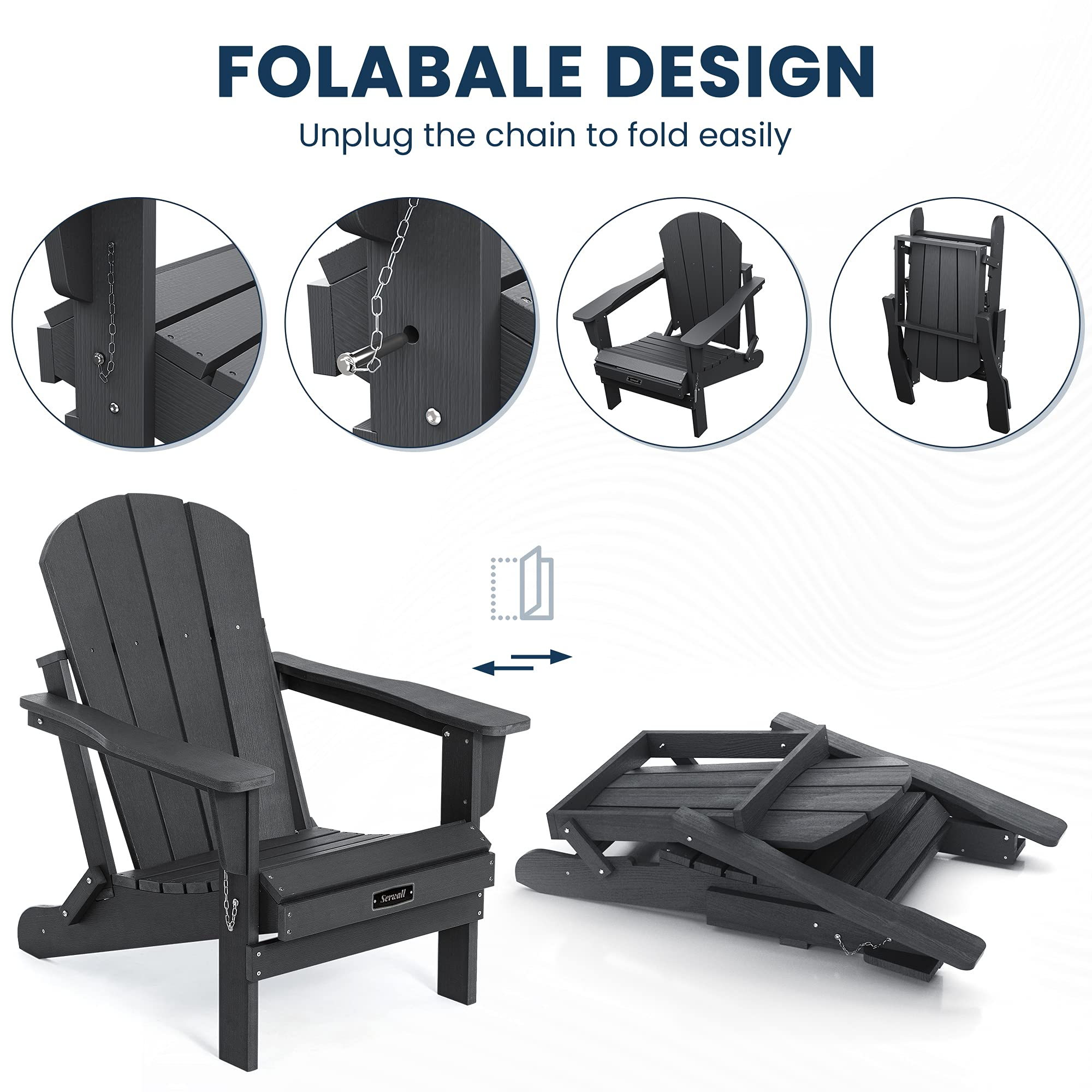 【Home&Garden】Folding Adirondack Chair Set of 4, Multi-Colour