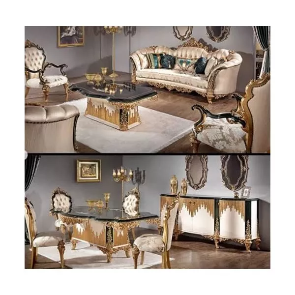 Living Room Set with Dinning Table and Chair with Console and Two Mirrors