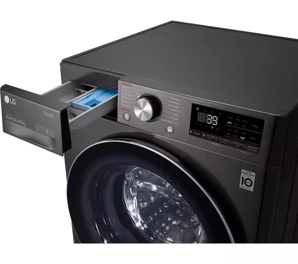 LG TurboWash 360 with AI DD V9 F4V909BTSE WiFi-enabled 9 kg 1400 Spin Washing Machine - Black