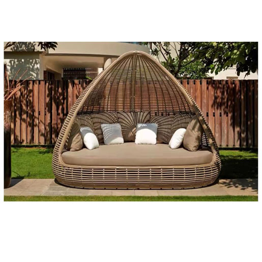 【Home&Garden】Outdoor leisure bed beach bed rattan bed sofa birdcage garden rattan chair indoor furniture rattan bed round bed recliner