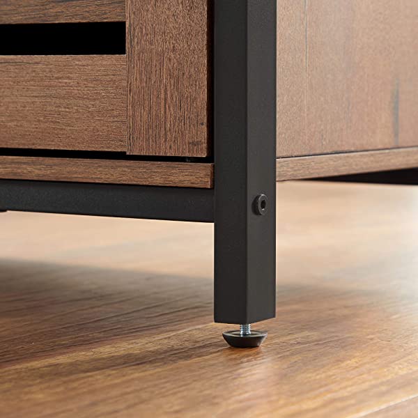 VASAGLE Nightstand, End Table with Open Shelf, Steel Frame, Bedroom, Industrial, Rustic Brown + Black