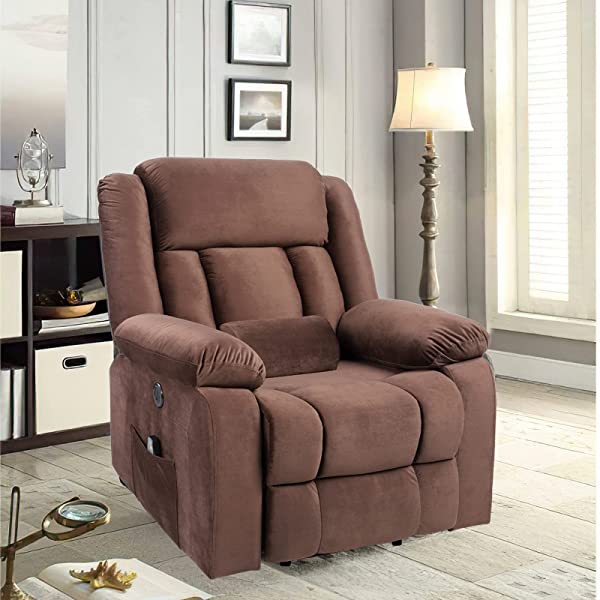 BINGTOO Power Lift Recliner Chair with Massage and Heat, Electric Fabric Vibration Massage Sofa for Elderly/Adult for Living Room, Lounge Sofa with Remote Control & USB, Velvet Blue