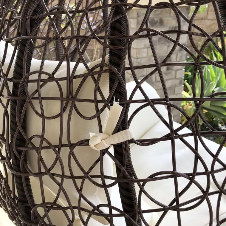 ONE PIECE WICKER BASKET HANGING PORCH SWING WITH STAND