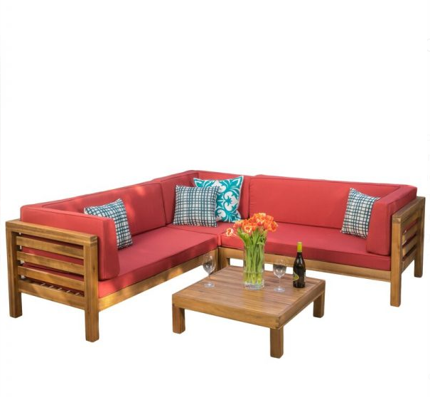 Seaham Solid Wood 5-Seat Group with Cushion