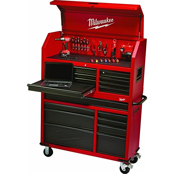 Heavy-duty, Drawer 16 Tool Chest 46 In. and Rolling Cabinet Set, Red and Black, Personal Valuables Storage Drawer with Separate Lock in the Tool Chest