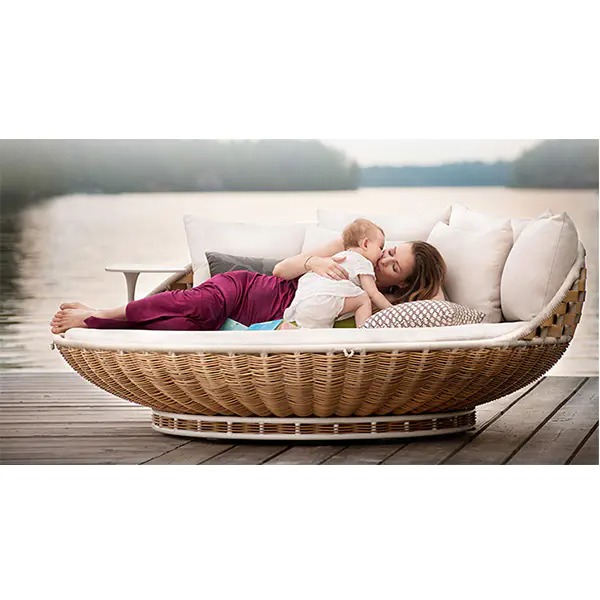 【Furniture】Outdoor rattan hammock round swing rattan chair bird's nest cradle
