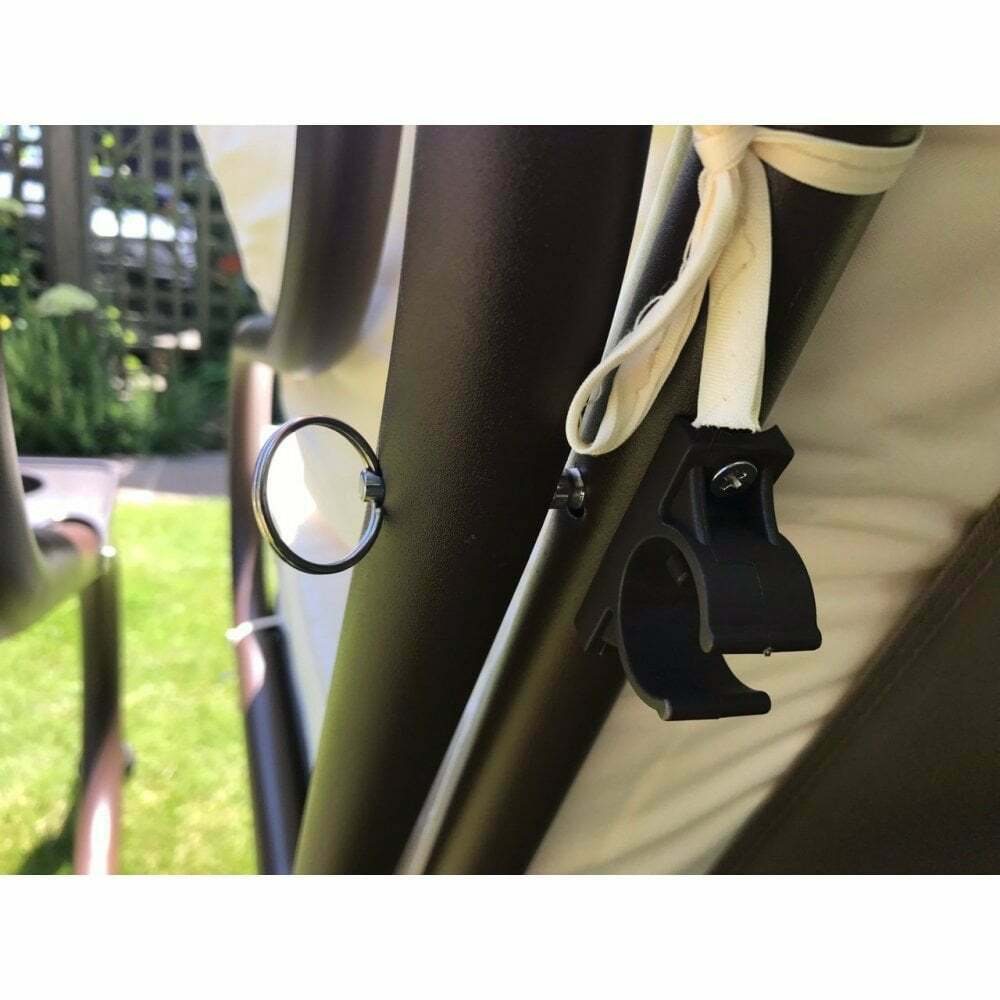 3 Seat Swing Hammock Bed Heavy Duty Garden Bench Patio Brown Cream Seat