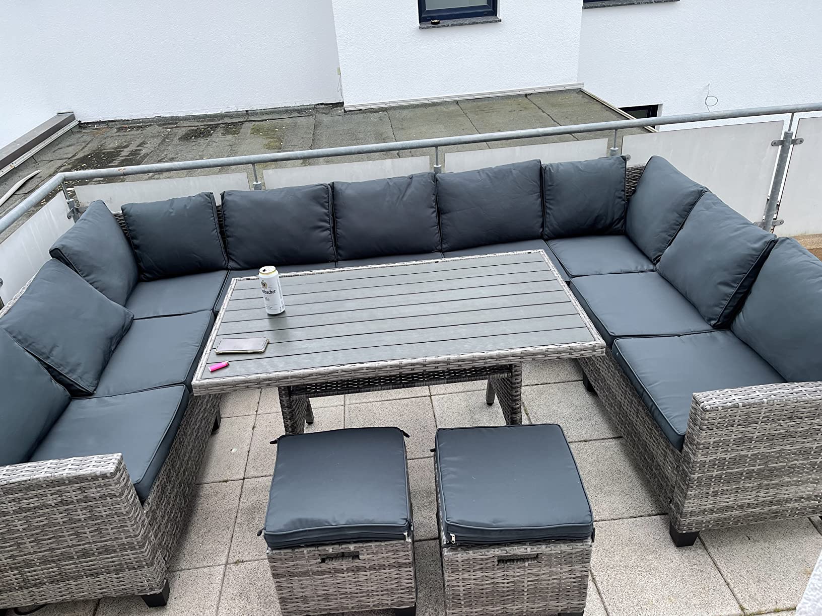 【Furniture】 Brast Poly Rattan Garden Furniture Dining Set Lounge Seating Set for 11 People