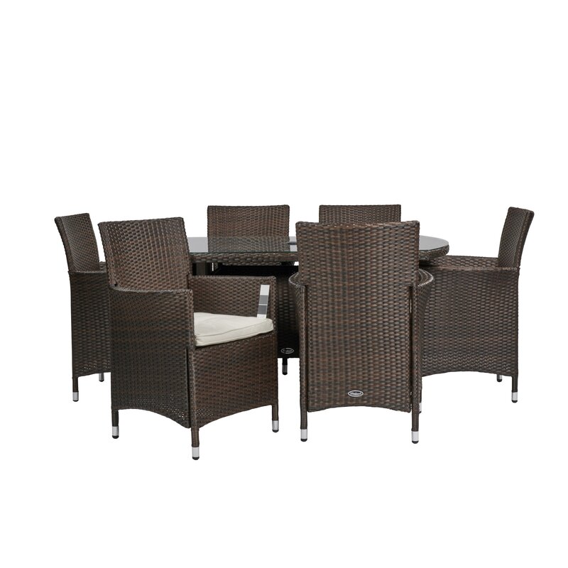 【Furniture】Rectangular 6 - Person 150Cm Long Dining Set with Cushions
