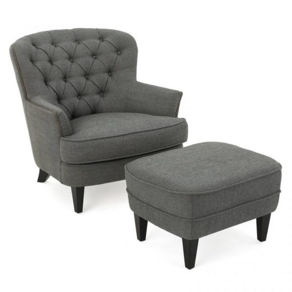 Heywood 32.5” Wide Tufted Armchair and Ottoman