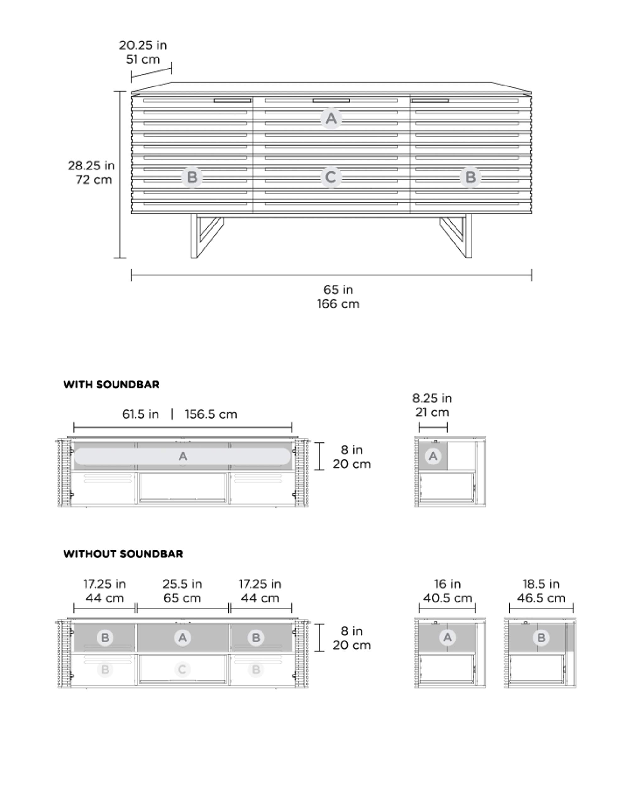 【Furniture】BDI Corridor 8177 Triple-Width Media Console with Drawer, Charcoal