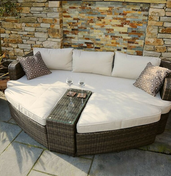 88.98” Long Chaise Lounge Set with Cushions and Table