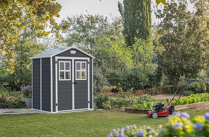 KETER 12-938205 Chalet and Garden Shed Premium Resin 65Dd Ant, Anthracite, 185 x 152 x 226 cm