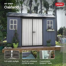 Oakland 11 ft. W x 7.5 ft. D Plastic Storage Shed