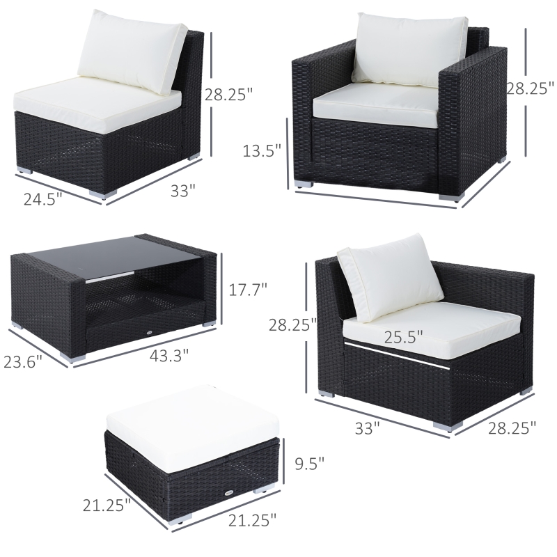 【Furniture】7Pc Rattan Set Outdoor Patio Furniture Sofa Table Sectional Wicker