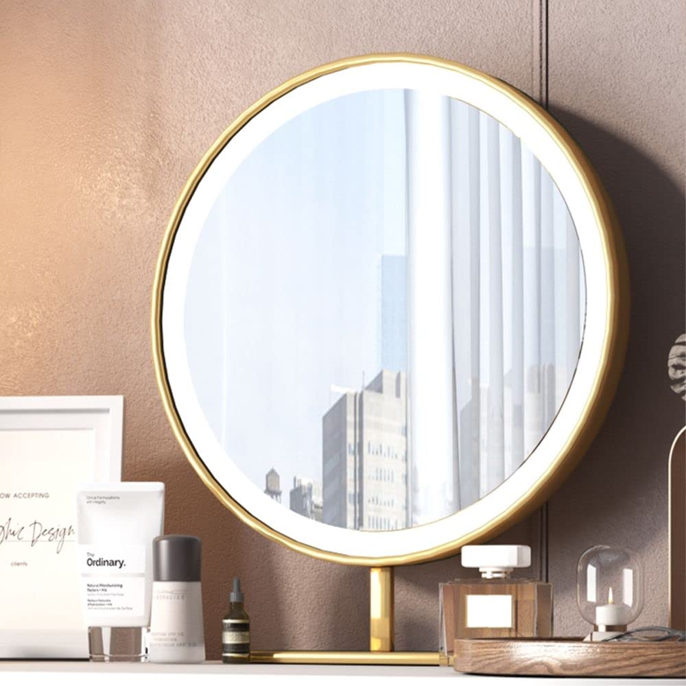 【Furniture】Modern Makeup Vanity Table with LED Lighted Mirror, Dressing Table with Movable Tray Top, 43