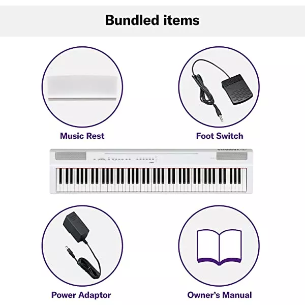 P125 88-Key Weighted Action Digital Piano with Power Supply and Sustain Pedal
