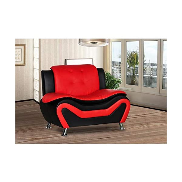 Kingway Furniture Gilan Faux Leather Club Chair - Black/Red