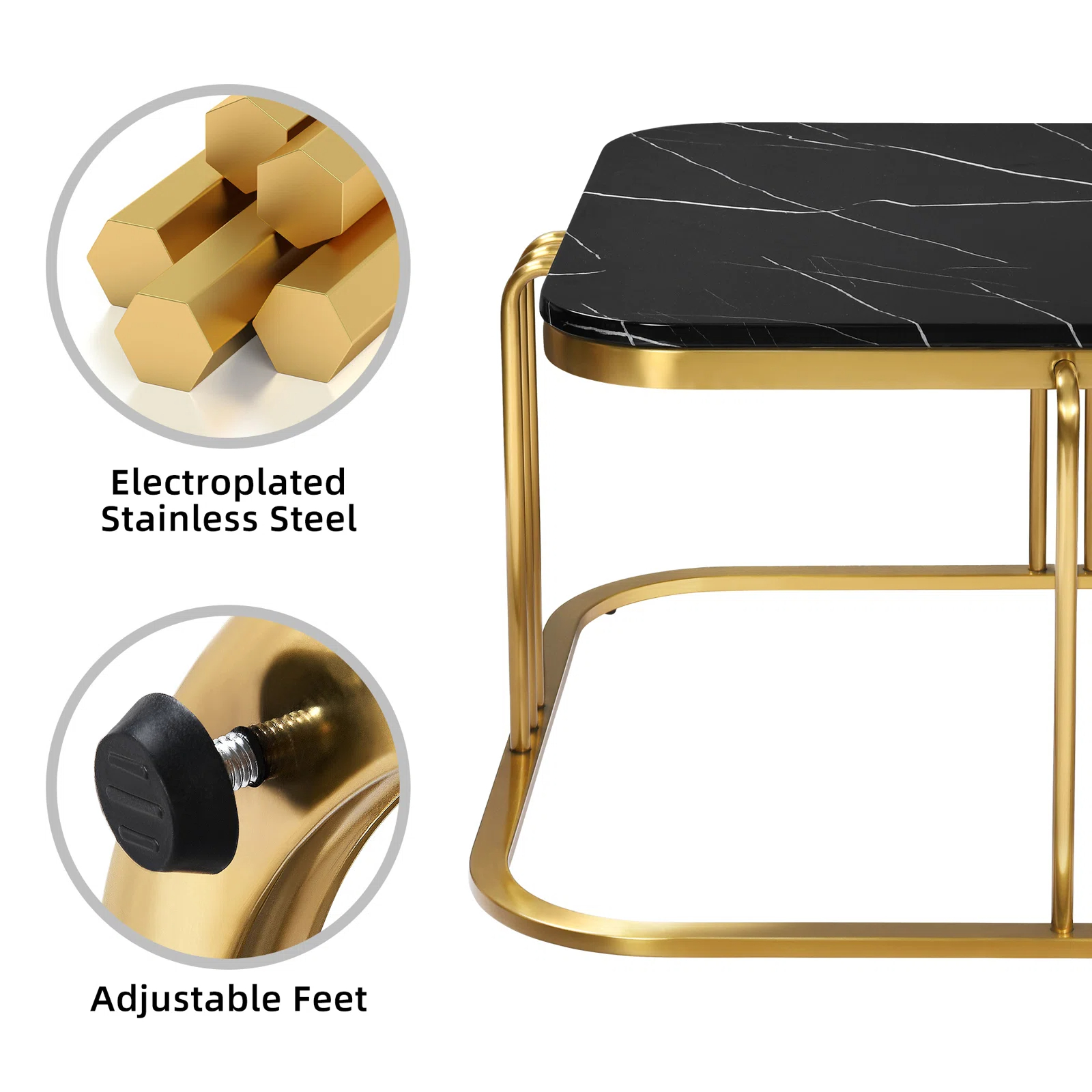 【Furniture】Rectangular Nesting Coffee Table with Storage for Living Room