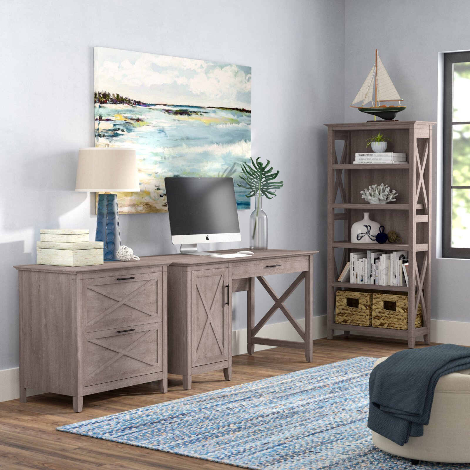 【Furniture】Veda 3 Piece Rectangular Computer Desk Office Set