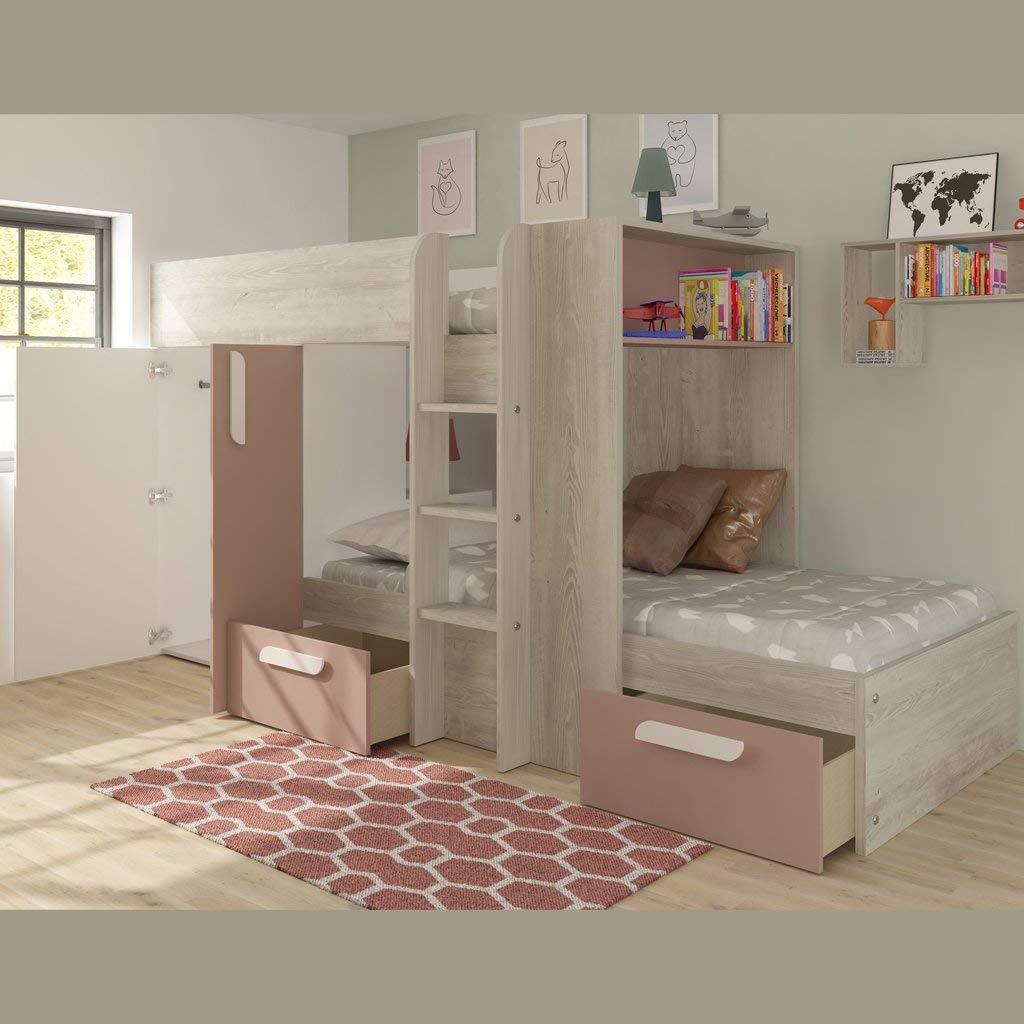 【Furniture】Trasman Barca Pink Bunk Bed with Wardrobe & Storage