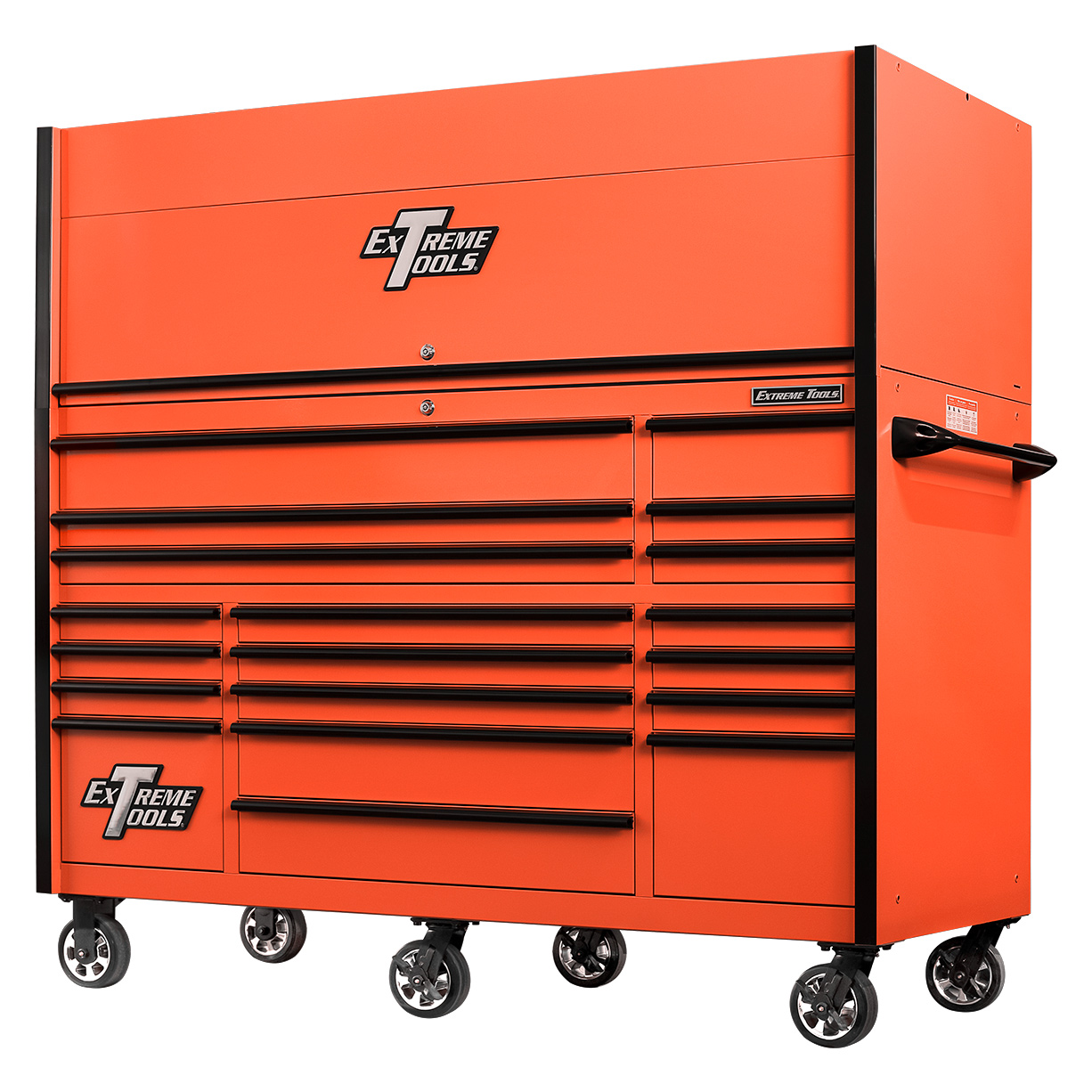 used toolboxExtreme Tools 72in. x 30in. 19 Drawers Triple Bank Roller Cabinet and Power Workstation Hutch Combo