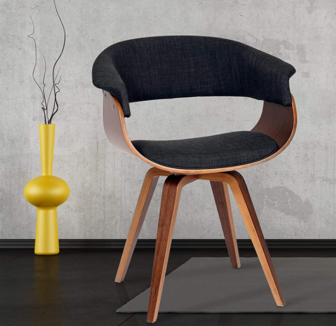 Armen Living Summer Chair in Charcoal Fabric and Walnut Wood Finish, 31