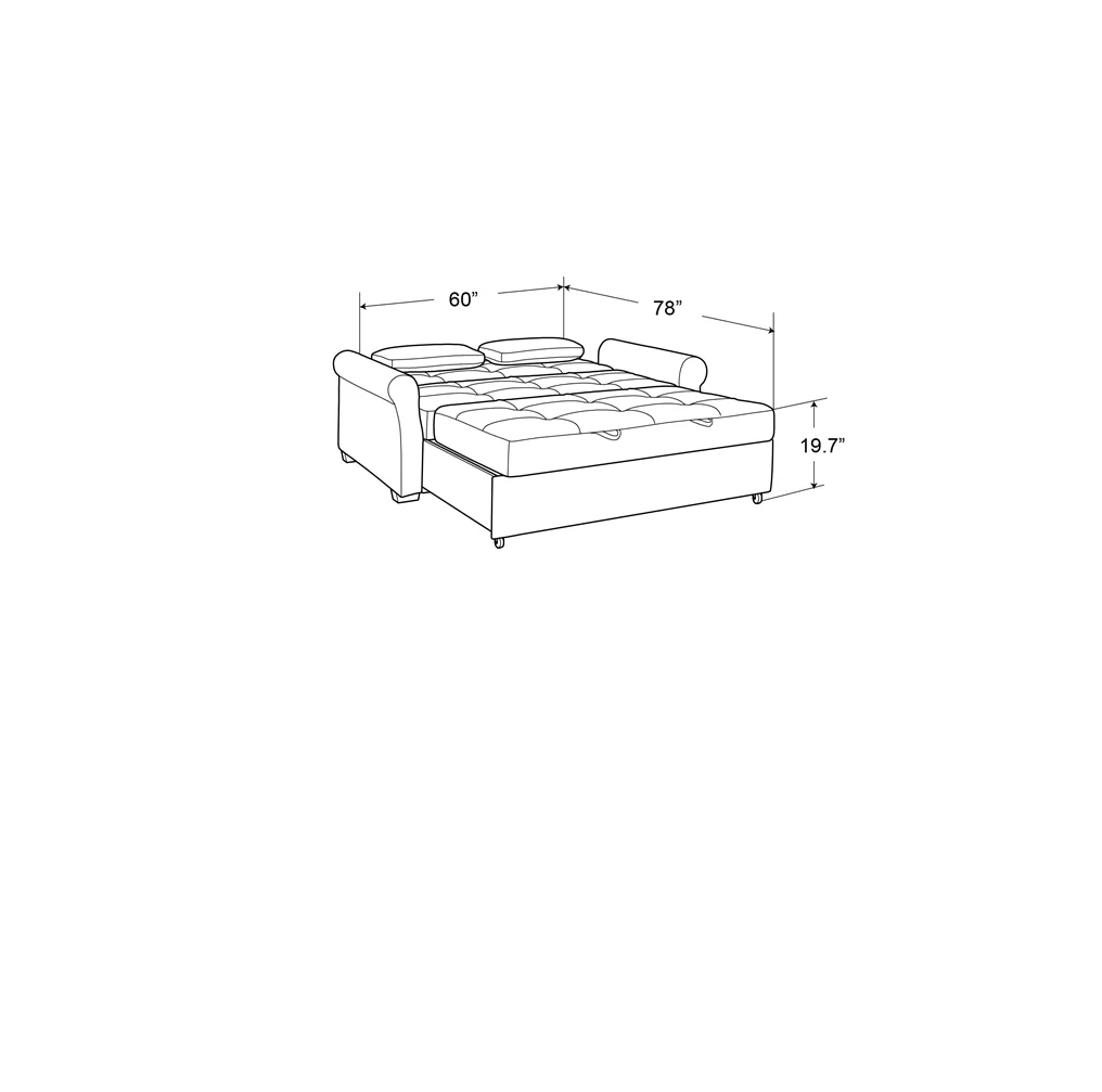 Serta Sabrina 72.6'' Queen Rolled Arm Tufted Back Convertible Sleeper Sofa with Cushions