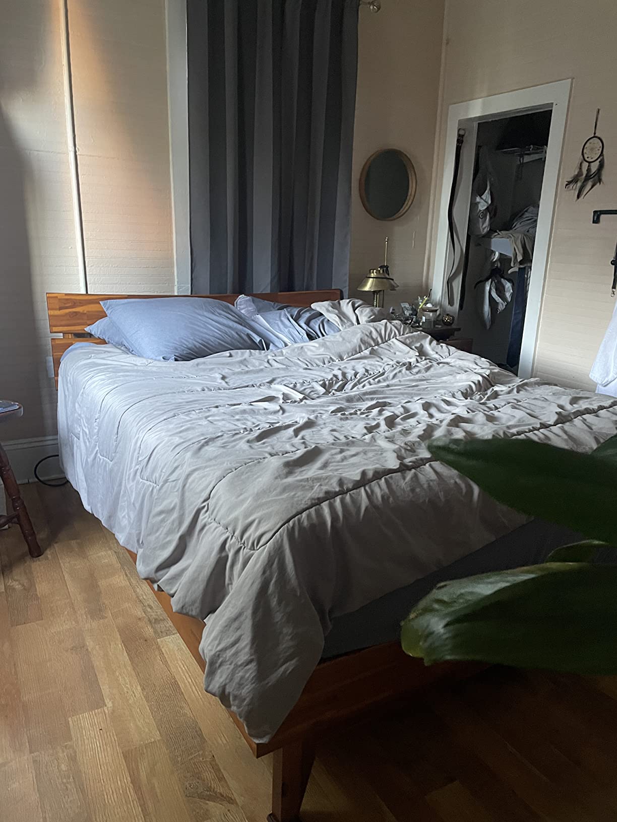 【Furniture】Acacia Aurora 14 Inch Wood Platform Bed, Bed Frame with Headboard, King Size