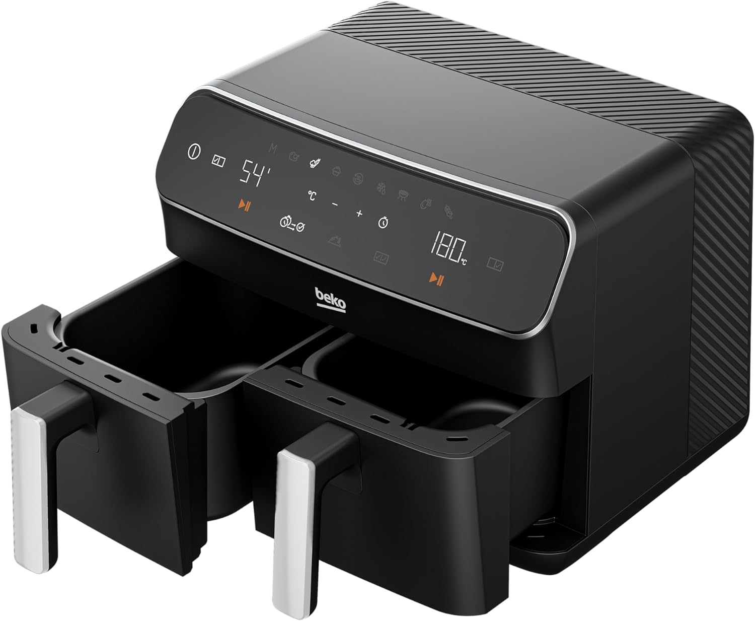 Beko Dual Zone Air fryer ExpertFry FRL5388B | 8.5L Capacity | Smart Finish | Match Cook | Wide LED Screen | 9 Automatic Cooking functions | Dehydrate | Air Fry