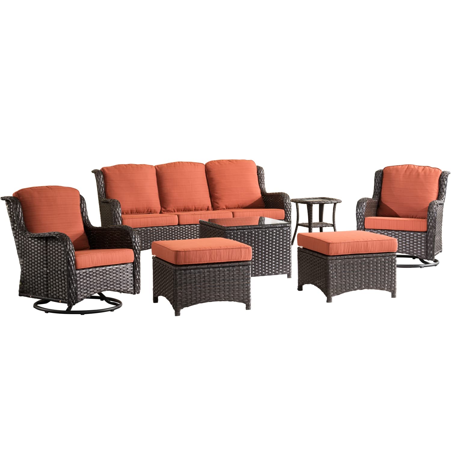 【Furniture】Patio Furniture Sets 7 Pieces Outdoor Furniture All Weather Wicker Conversation Set