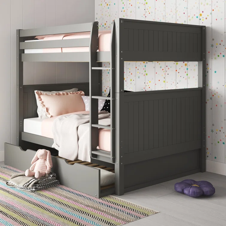 【BS】Stig Full Over Full Solid Wood Standard Bunk Bed with Trundle by Harriet Bee