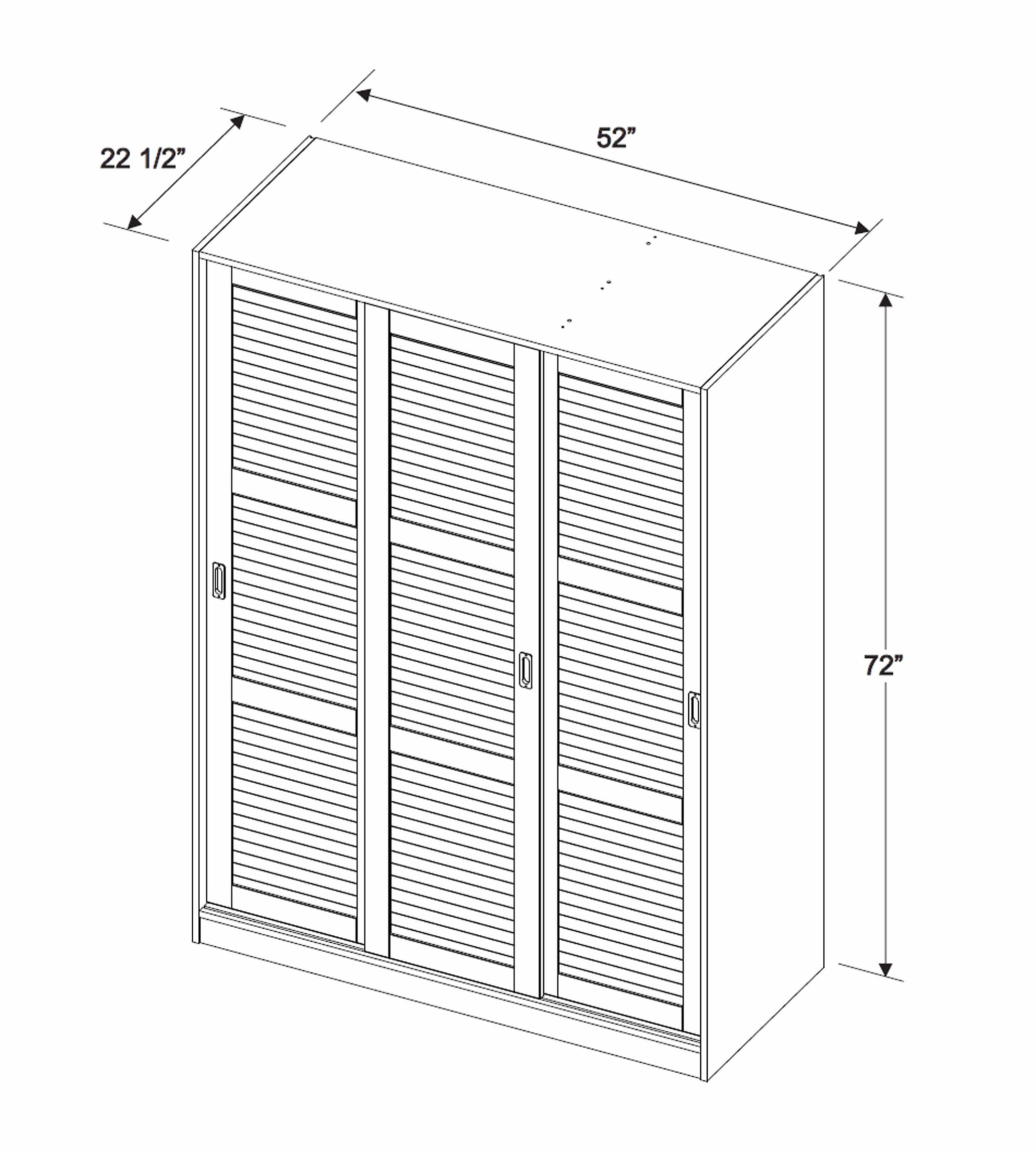【Furniture】100% Solid Wood Wardrobe with 3 Sliding Louvered Doors, 5 Shelves Included