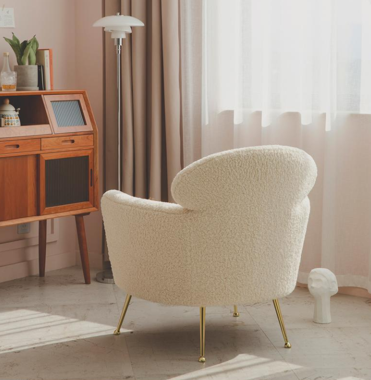 Nordic designer light luxury lamb wool soft cute sofa living room bedroom balcony lazy princess chair